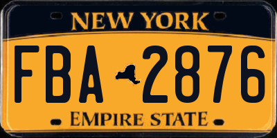 NY license plate FBA2876