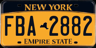 NY license plate FBA2882