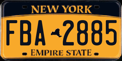 NY license plate FBA2885