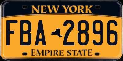 NY license plate FBA2896