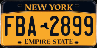 NY license plate FBA2899