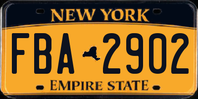 NY license plate FBA2902