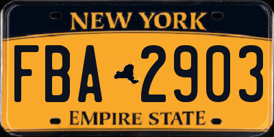 NY license plate FBA2903