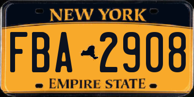 NY license plate FBA2908