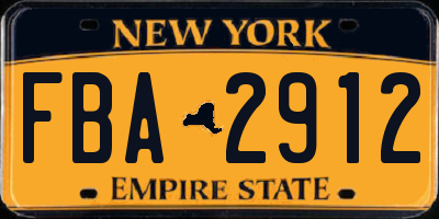 NY license plate FBA2912