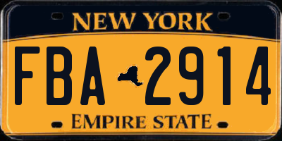 NY license plate FBA2914