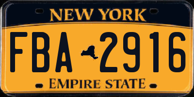 NY license plate FBA2916