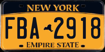 NY license plate FBA2918