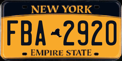 NY license plate FBA2920