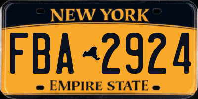 NY license plate FBA2924