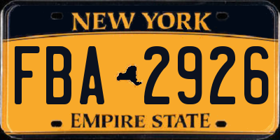 NY license plate FBA2926