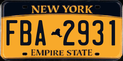 NY license plate FBA2931