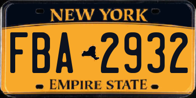 NY license plate FBA2932