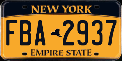 NY license plate FBA2937