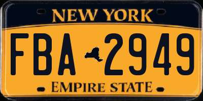 NY license plate FBA2949
