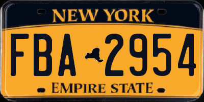 NY license plate FBA2954