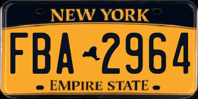 NY license plate FBA2964