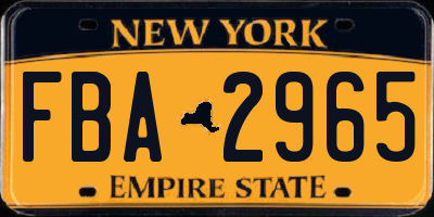 NY license plate FBA2965