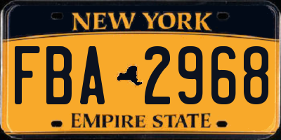 NY license plate FBA2968