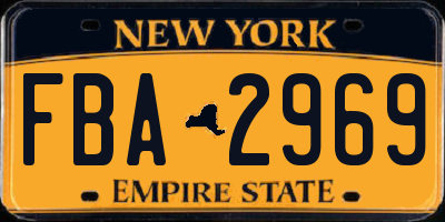 NY license plate FBA2969