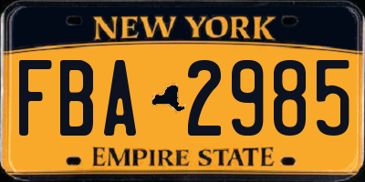 NY license plate FBA2985
