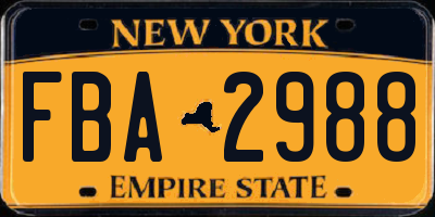 NY license plate FBA2988