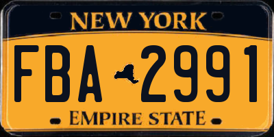 NY license plate FBA2991