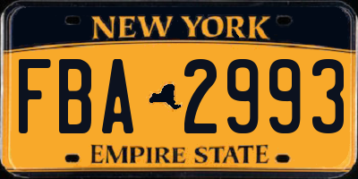 NY license plate FBA2993