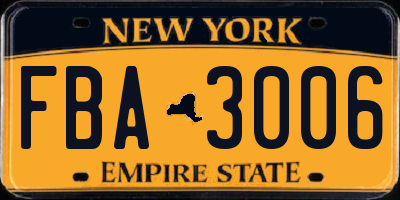 NY license plate FBA3006
