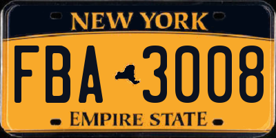 NY license plate FBA3008