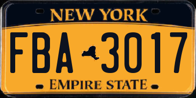 NY license plate FBA3017