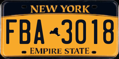 NY license plate FBA3018