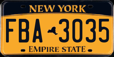 NY license plate FBA3035