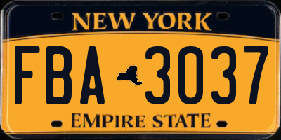 NY license plate FBA3037