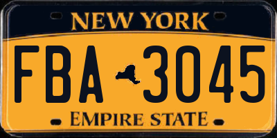 NY license plate FBA3045