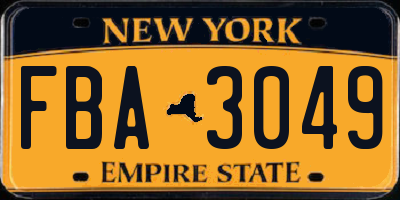 NY license plate FBA3049