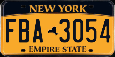 NY license plate FBA3054