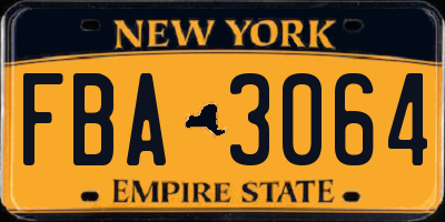 NY license plate FBA3064