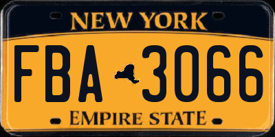 NY license plate FBA3066