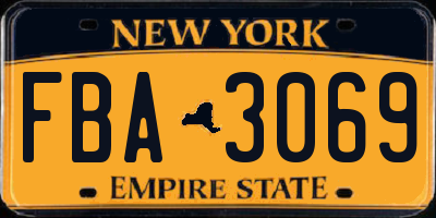 NY license plate FBA3069