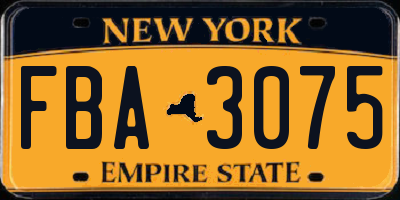NY license plate FBA3075