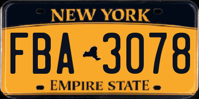 NY license plate FBA3078
