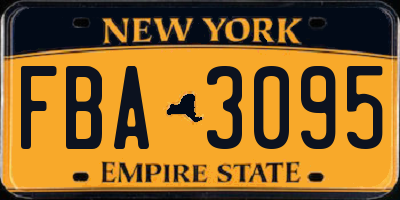 NY license plate FBA3095