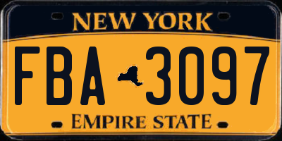 NY license plate FBA3097