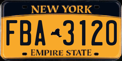 NY license plate FBA3120