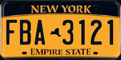 NY license plate FBA3121