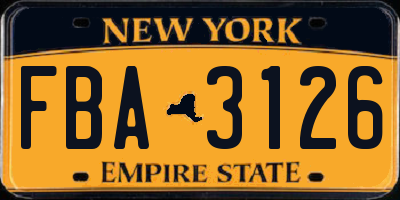 NY license plate FBA3126