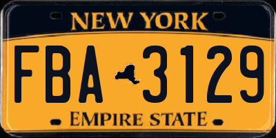 NY license plate FBA3129
