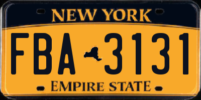 NY license plate FBA3131