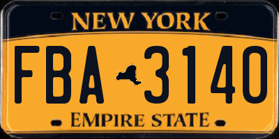 NY license plate FBA3140